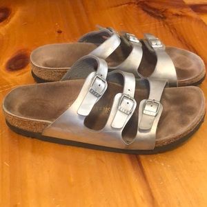 Silver Birkenstock Sandals